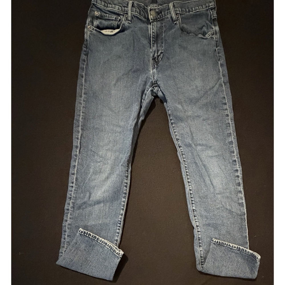 Levi's Premium 502 Regular Tapered Dark Blue Denim Jeans Men 33x32